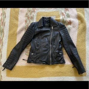 Black All Saints Moto Leather Jacket, US6